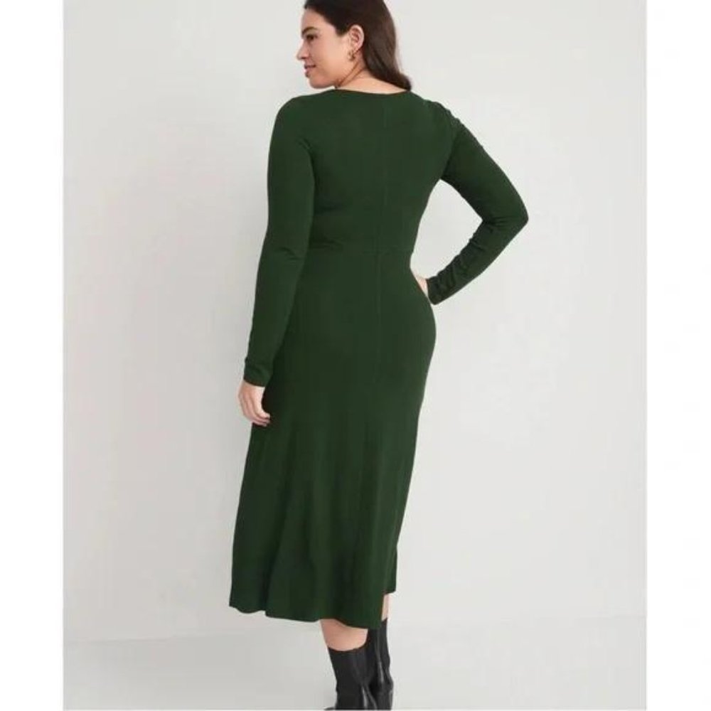 Old Navy Fit & Flare Twist-Front Cutout Midi Dress for Women New - Picture 4 of 5